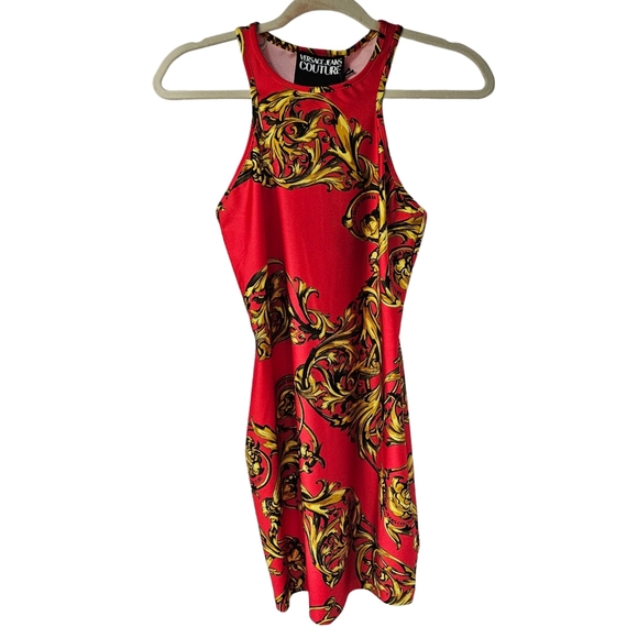 🎁HOLIDAY SPECIAL🎁NWT. VERSACE JEANS COUTURE Red&Gold Garland Mini Dress - Picture 3 of 15